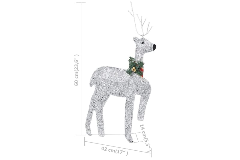 rensdyr & kane udendørs juledekoration 100'er LED sølvfarvet - Sølv - Julelys udendørs