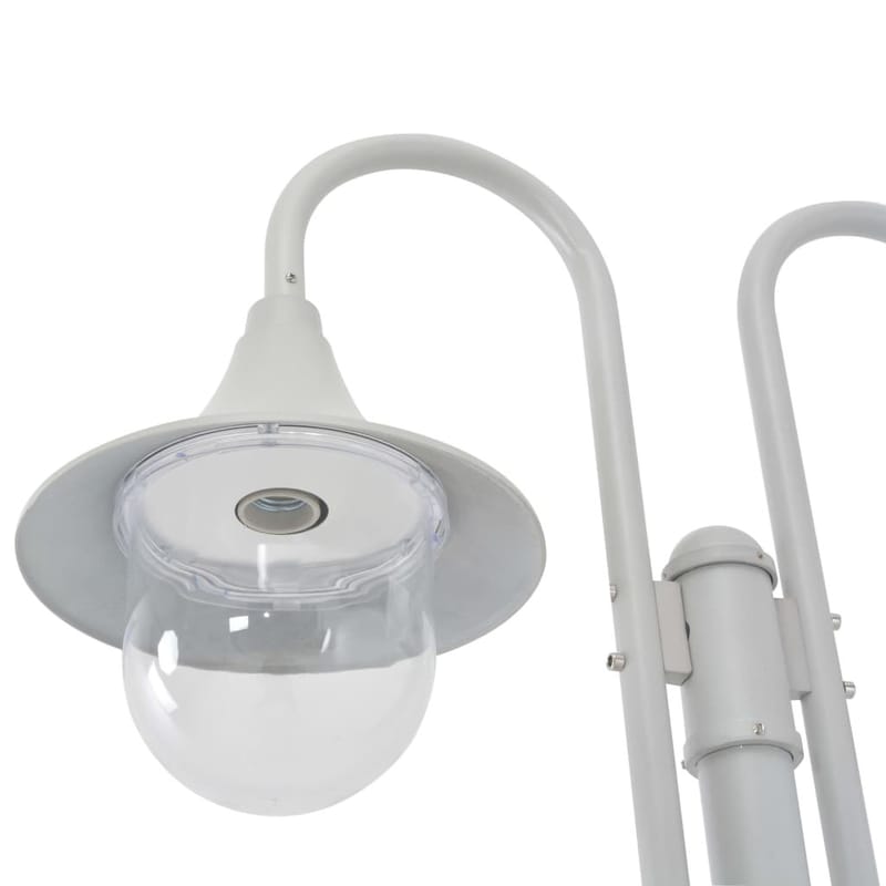 Havestolpelampe E27 220 Cm Aluminium 2 Lanterner Hvid - Hvid - Søjlelampe & standerlampe