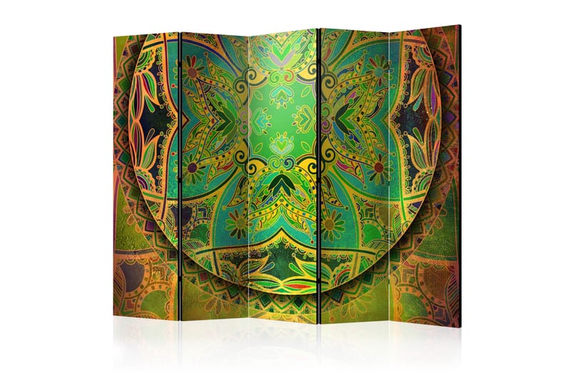 Rumdeler - Mandala: Emerald Fantasy II 225x172 - Artgeist sp. z o. o. - Foldeskærm - Rumdelere