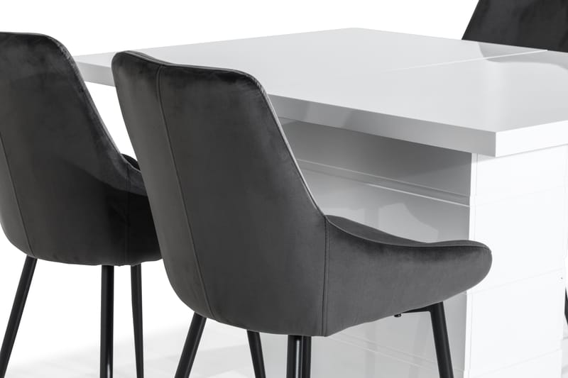 Ratliff Spisebordssæt 120 cm med 4 Alsarp Stol - Hvid/Grå - Spisebordssæt