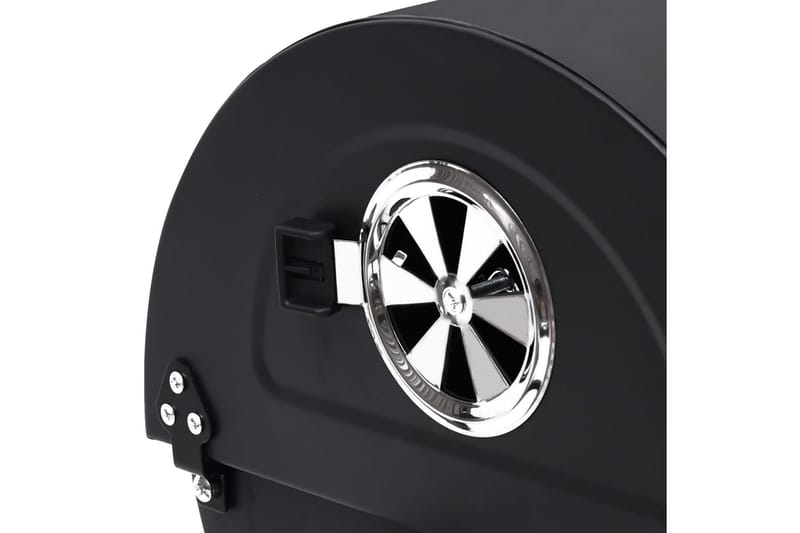 tøndegrill med hjul og hylder 115x85x95 cm stål sort - Sort - Kulgrille - Grilltønder
