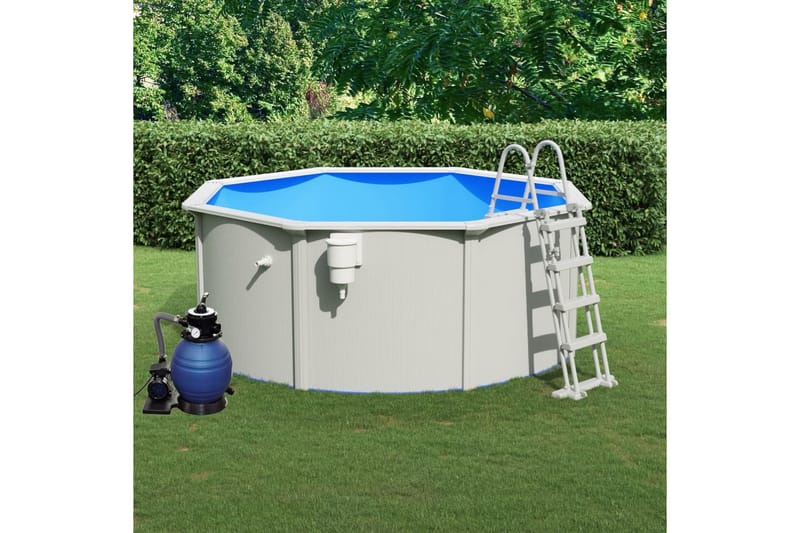swimmingpool med sandfilterpumpe og poolstige 300x120 cm - Fritstående pool