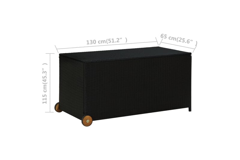 opbevaringskasse til haven 130x65x115 cm polyrattan sort - Sort - Cafebord - Altanborde