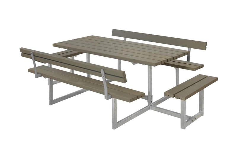 Basic bord- og bænkesæt med 2 ryglæn + 2 udbygninger - Picnicbord