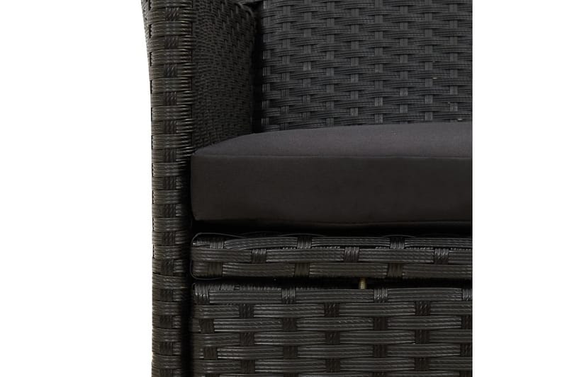 havestole med hynder 2 stk. polyrattan sort - Sort - Loungestol udendørs - Udendørs lænestol
