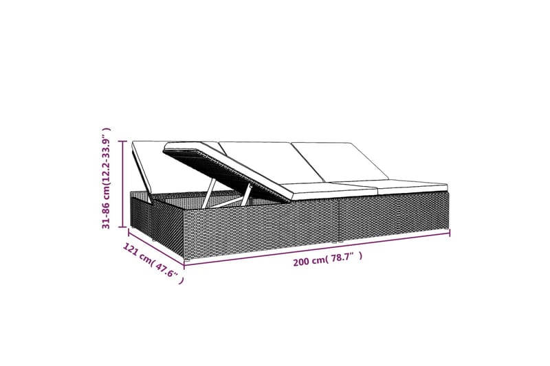 fleksibel soleng med hynder polyrattan sort - Sort - Solseng & solvogn