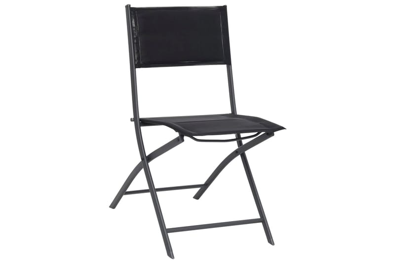 foldbare havestole 2 stk. stål og textilene - Sort - Spisebordsstole udendørs - Altanstole