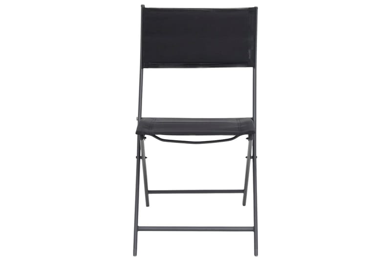 foldbare havestole 2 stk. stål og textilene - Sort - Spisebordsstole udendørs - Altanstole