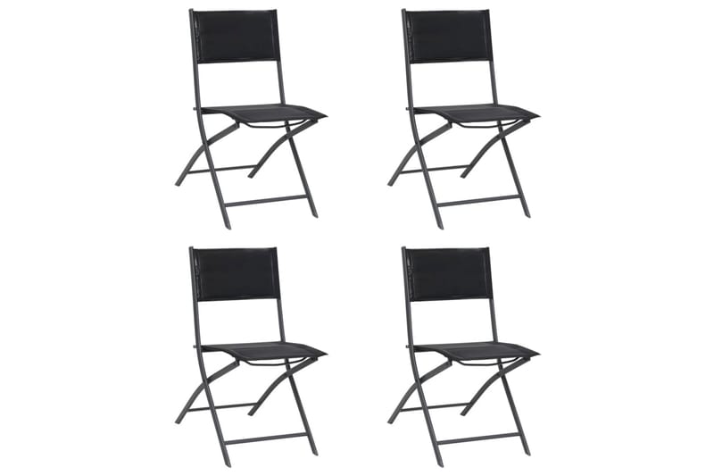 foldbare havestole 4 stk. stål og textilene - Sort - Spisebordsstole udendørs - Altanstole