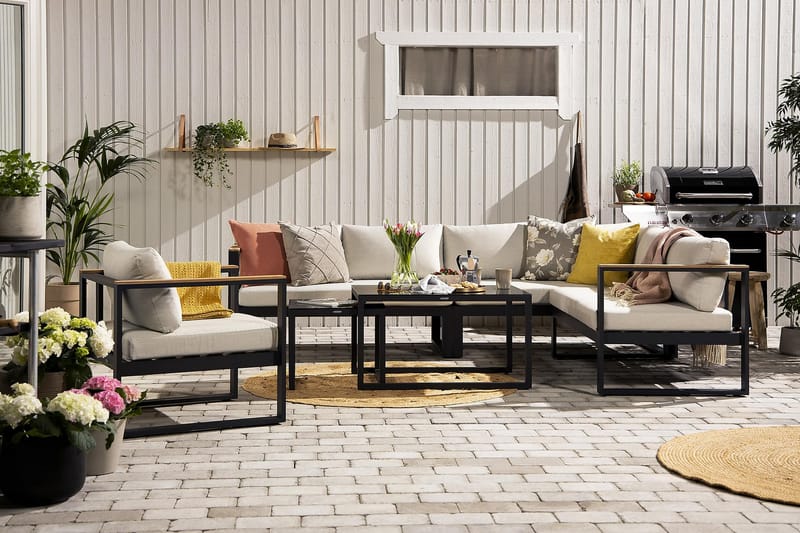 Aspvik Loungesæt - Sort/Teak - Altanmøbler - Sofagrupper udendørs - Loungesæt