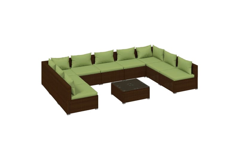 lounges�æt til haven 10 dele med hynder polyrattan brun - Brun - Altanmøbler - Sofagrupper udendørs - Loungesæt