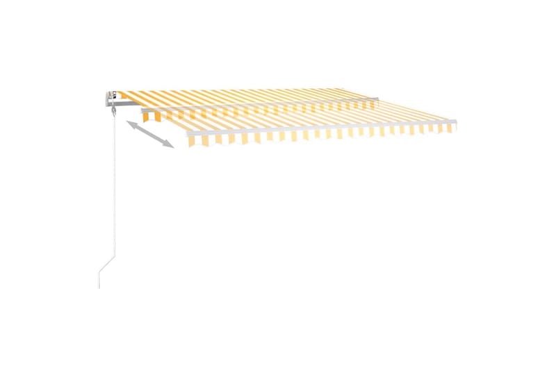 markise m. LED-lys 450x350 cm manuel betjening gul og hvid - Gul - Balkonmarkise - Markiser - Terrassemarkise