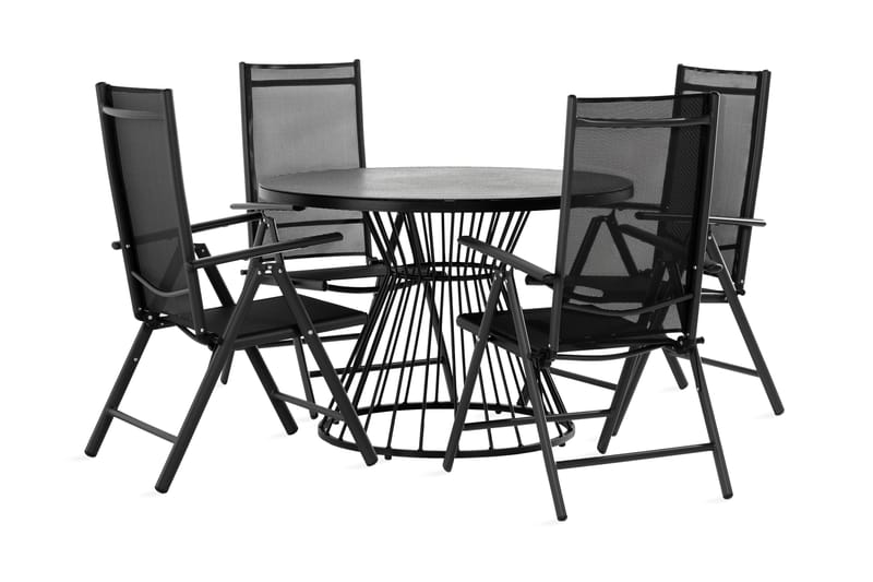 Cage Spisebordssæt + 4 Maggie Position stole - Sort - Havesæt