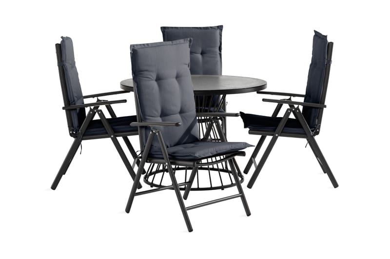 Cage Spisebordssæt + 4 Maggie Position stole - Sort / grå - Havesæt