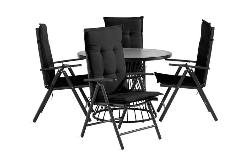 Cage Spisebordssæt + 4 Maggie positionstole - Sort - Havesæt