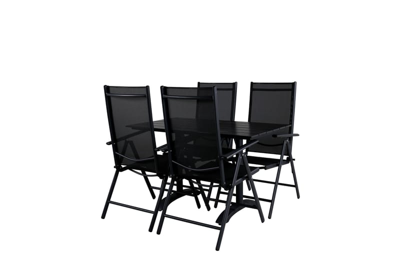 Denver Spisebordssæt 120cm + 4 Break Positionsstole Sort - Venture Home - Havesæt