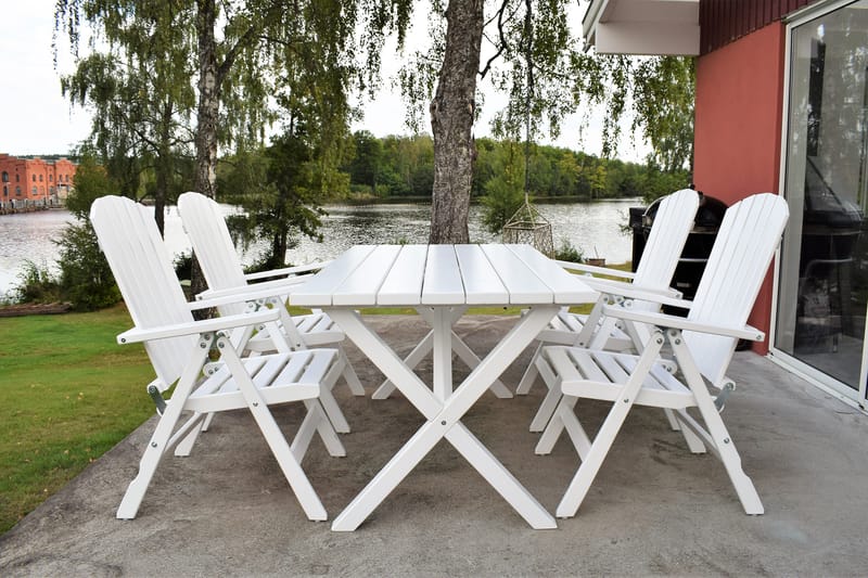 Spisebordssæt Scottsdale 150 cm + 2 Bænke 140 cm Hvid - KWA - Havesæt