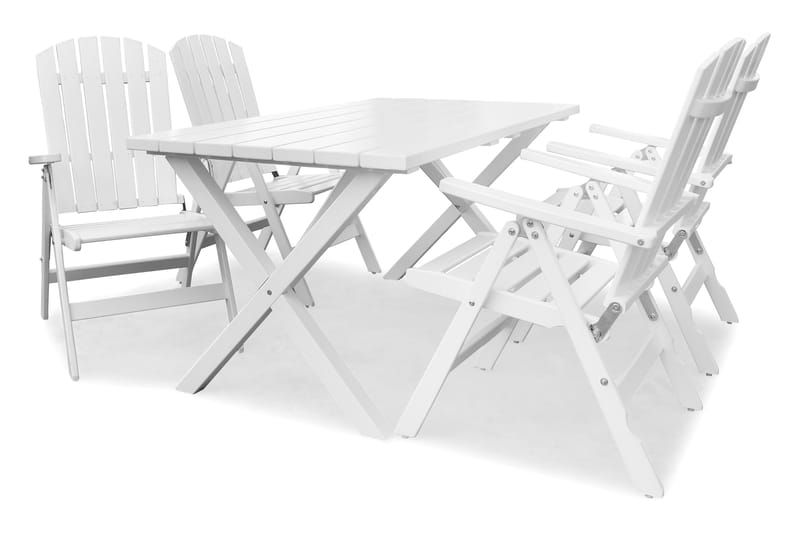 Spisebordssæt Scottsdale 150 cm + 2 Bænke 140 cm Hvid - KWA - Havesæt