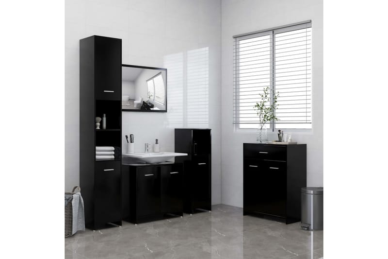 badeværelsesmøbelsæt 4 dele sort - Sort - Komplette møbelpakker