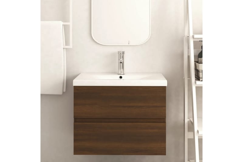 beBasic badeværelsesskab 60x38,5x45cm konstrueret træ brun egetræsfarve - Brun - Underskab badeværelse