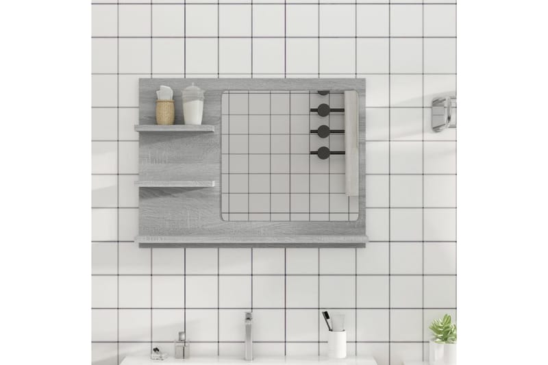 beBasic badeværelsesspejl 60x10,5x45 cm konstrueret træ grå sonoma-eg - GrÃ¥ - Badeværelsesspejl