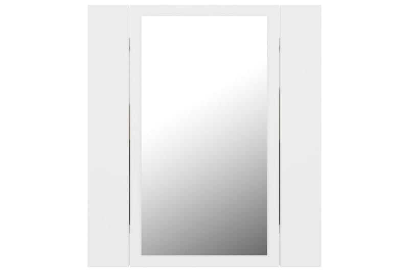 badeværelsesskab m. spejl + LED-lys 40x12x45 cm hvid - Hvid - Spejlskabe