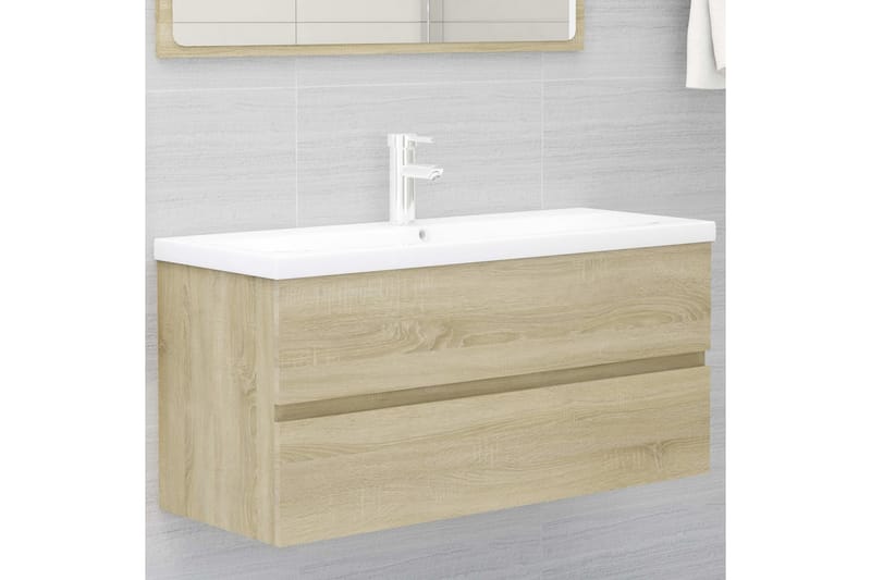 vaskeskab 100x38,5x45 cm spånplade sonoma-eg - Brun - Underskab badeværelse