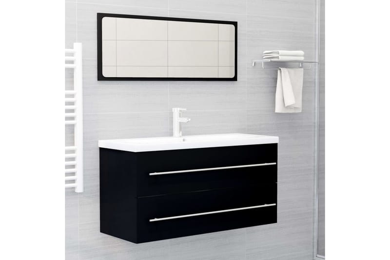 vaskeskab 100x38,5x48 cm spånplade sort - Sort - Underskab badeværelse