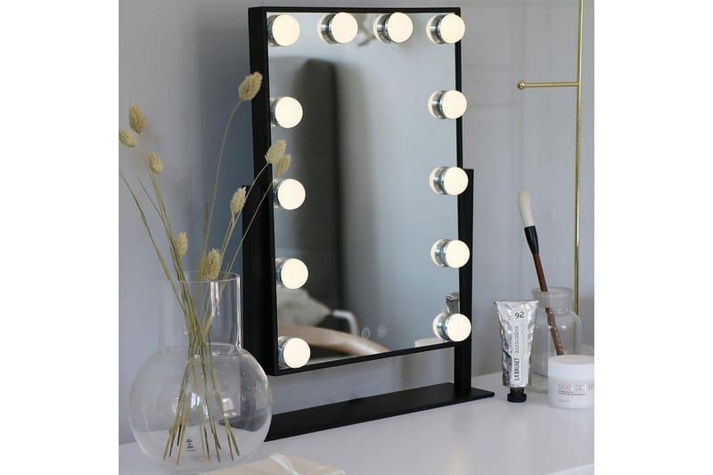 Bathlife Sköna Makeup Spejl - Sort - Spejl med belysning - Makeupspejl - Badeværelsestilbehør