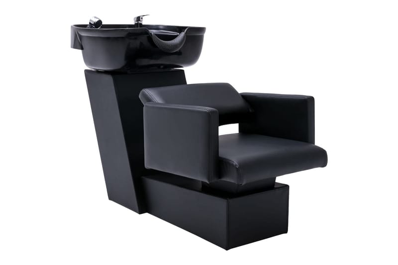 frisørstol med vask 129x59x82 cm kunstlæder sort - Sort - Frisørstol & salonstol