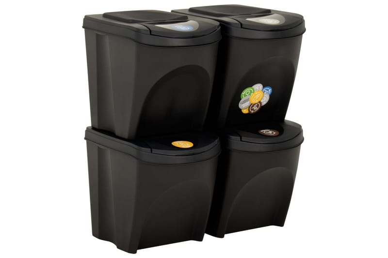 stabelbare skraldespande 4 stk. 100 l antracitgrå - Antracit - Skraldespand & affaldsbeholder