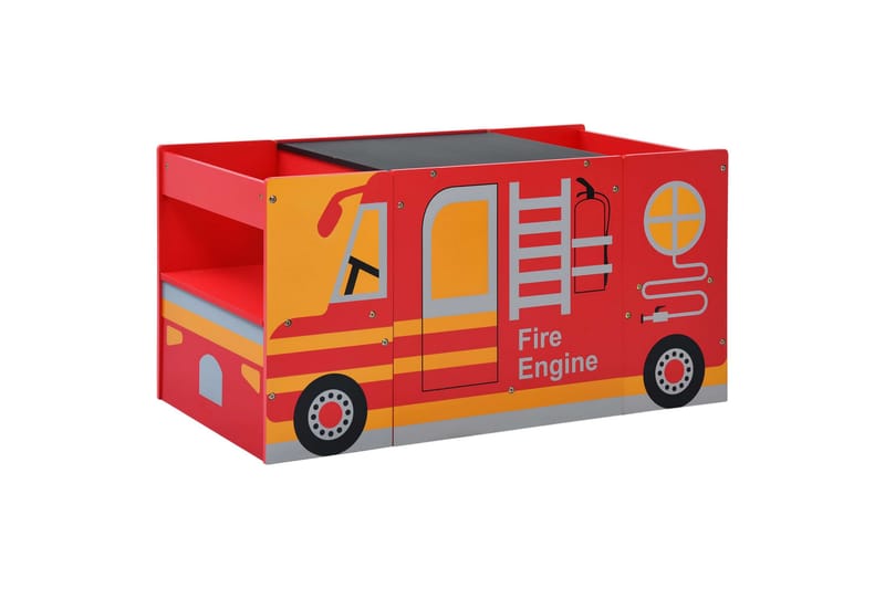børnebænkesæt 3 dele brandbilsdesign træ - Rød - Skrivebord børn