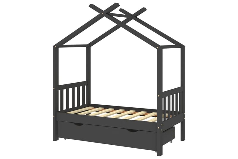 sengestel til børn + skuffe 70x140 cm massivt fyrretræ - Grå - Børneseng & juniorseng - Enkeltseng barn