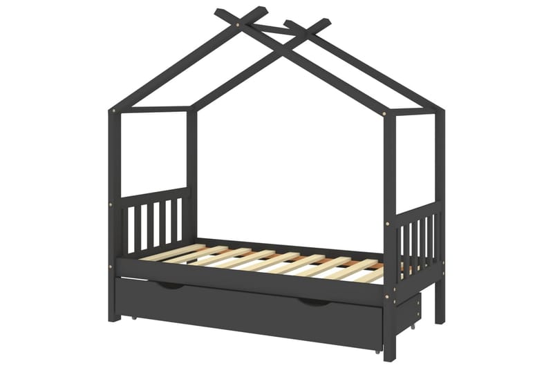 sengestel til børn + skuffe 80x160 cm massivt fyrretræ - Grå - Børneseng & juniorseng - Enkeltseng barn