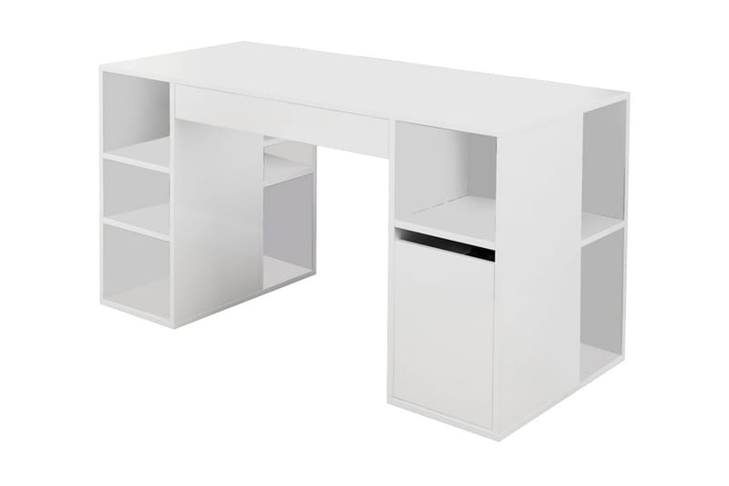 Diamonas Skrivebord 145 cm med Opbevaring Hylder + Skuffer - Hvid - Skrivebord