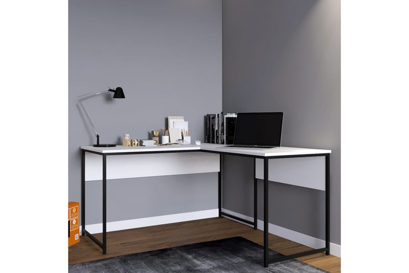 Sarisu Hjørneskrivebord 160 cm - Hvid/Sort - hjørneskrivebord