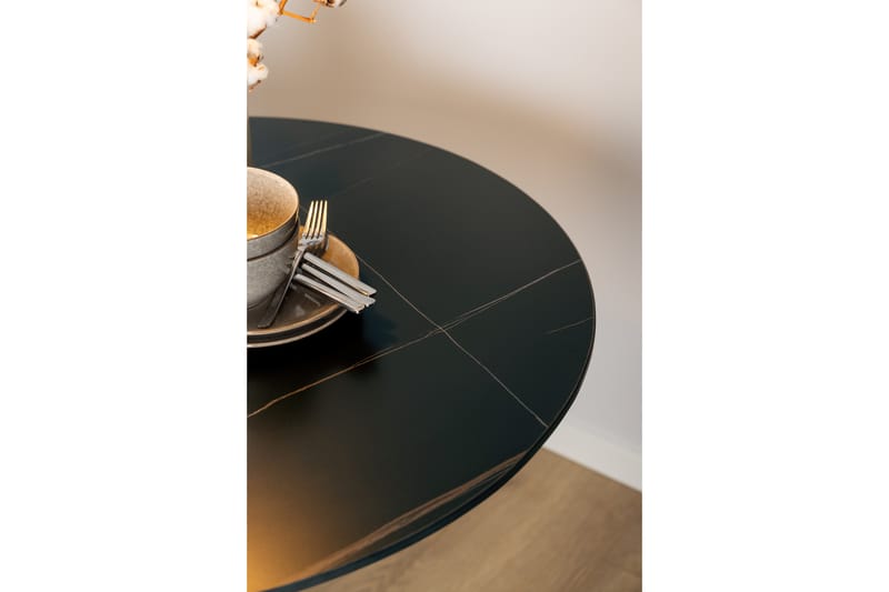 Salm Spisebord 90 cm Rund - Sort - Spisebord og køkkenbord