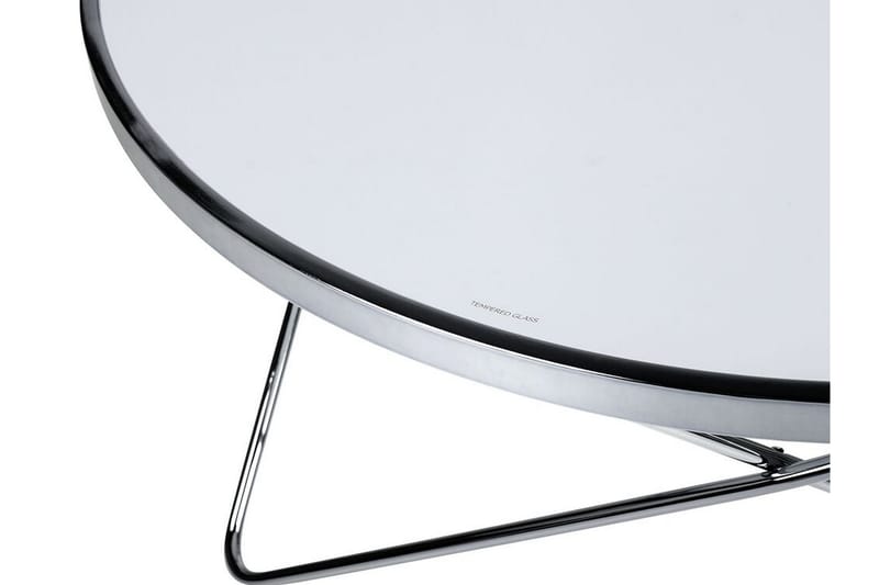 Meerah Sofabord 80 cm Rundt - Glas/Hvid/Sølv - Sofabord