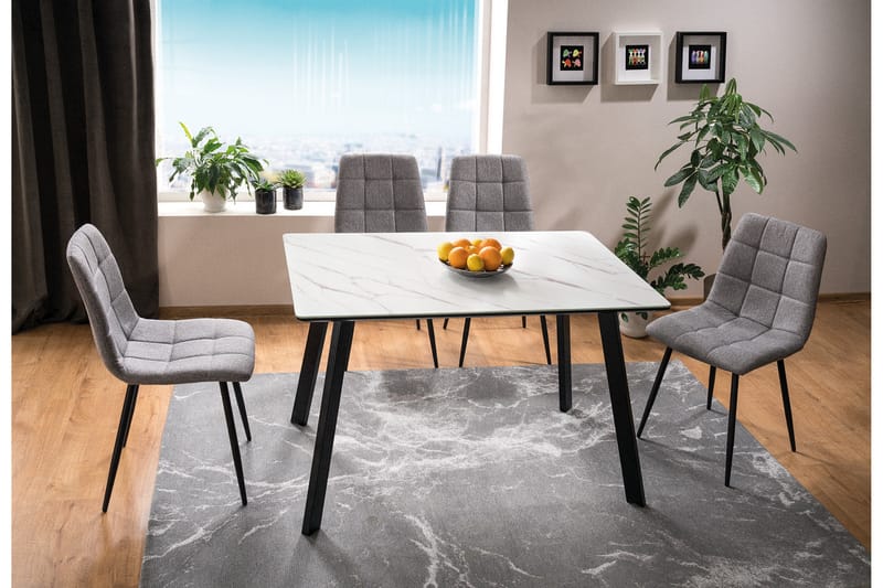 Cowra Spisebord 120 cm - Glas/Hvid/Sort - Spisebord og køkkenbord