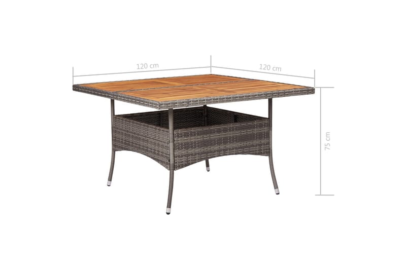 Udendørs spisebord polyrattan og massivt akacietræ grå - Grå - Spisebord og køkkenbord