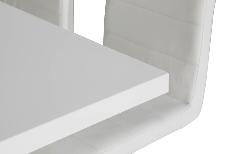 Cesi Spisebordssæt 140 cm med 4 Cibus Stole - Hvid/Sort/Sort PU/Krom - Spisebordssæt
