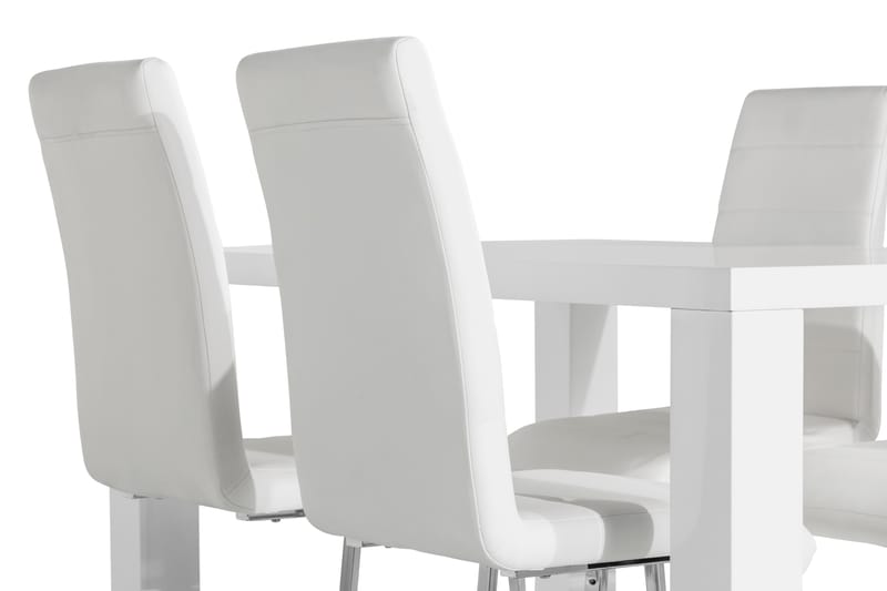Cibus Spisebordssæt 140x90 med 4 Stole - Hvid/Krom - Spisebordssæt