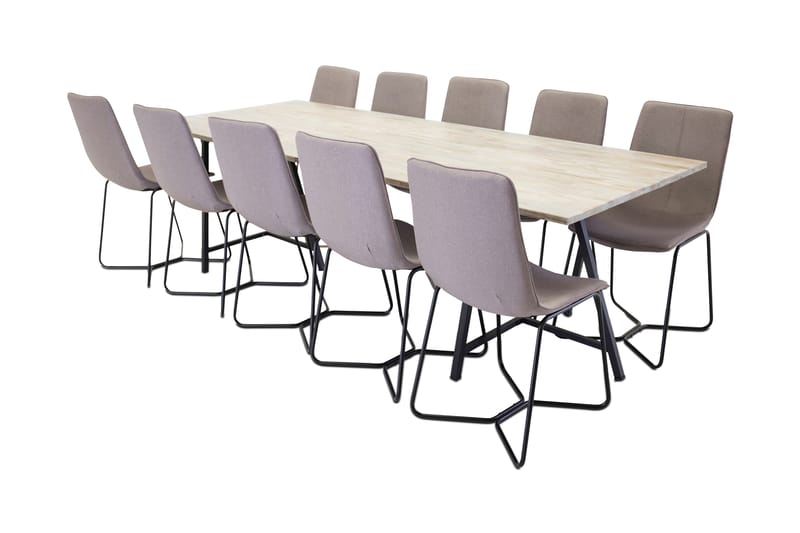 Elea Spisebordssæt med 10 Thella køkkenstole - Grå - Spisebordssæt