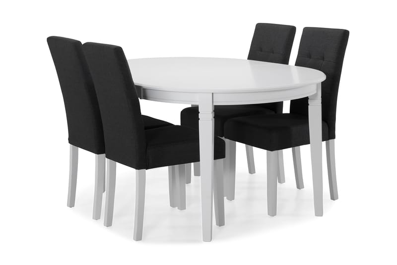 Läckö Spisebordss�æt med 4 stk Viktor Stole - Hvid/Mørkegrå - Spisebordssæt