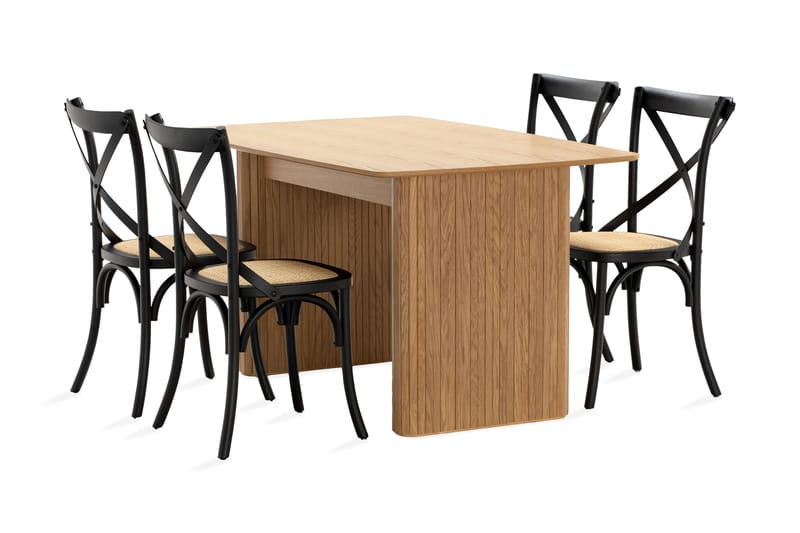 Nixrai Spisebord 140 cm med 4st Kalb Spisebordsstol - Eg - Spisebordssæt