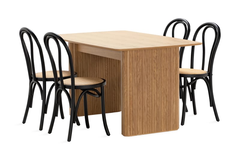 Nixrai Spisebord 140 cm med 4st Risaberga Spisebordsstol - Eg - Spisebordssæt