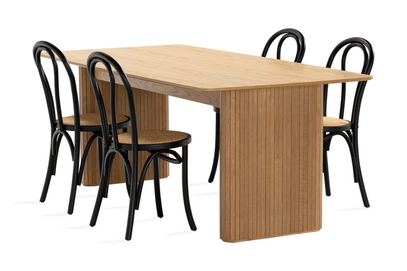 Nixrai Spisebord 200 cm med 4st Risaberga Spisebordsstol - Eg - Spisebordssæt