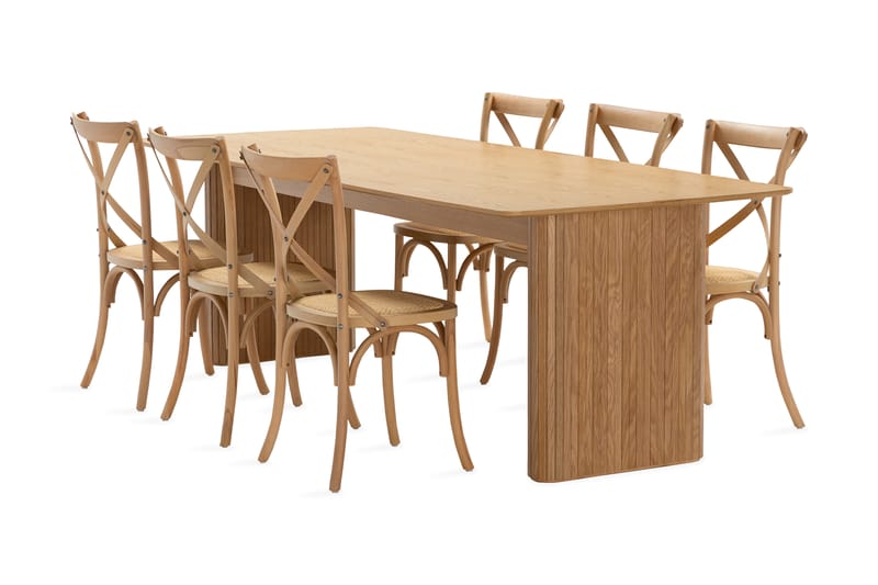 Nixrai Spisebord 240 cm med 6st Kalb Spisebordsstol - Eg - Spisebordssæt