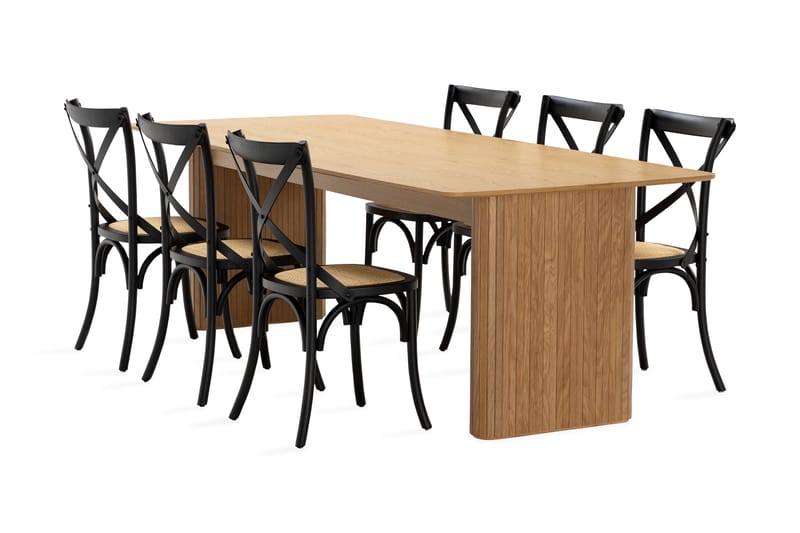 Nixrai Spisebord 240 cm med 6st Kalb Spisebordsstol - Eg - Spisebordssæt