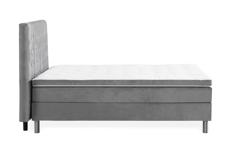 Ella Sengepakke 120x200 cm Ternet Gavl - Lys grå / velour - Komplet sengepakke - Kontinentalsenge